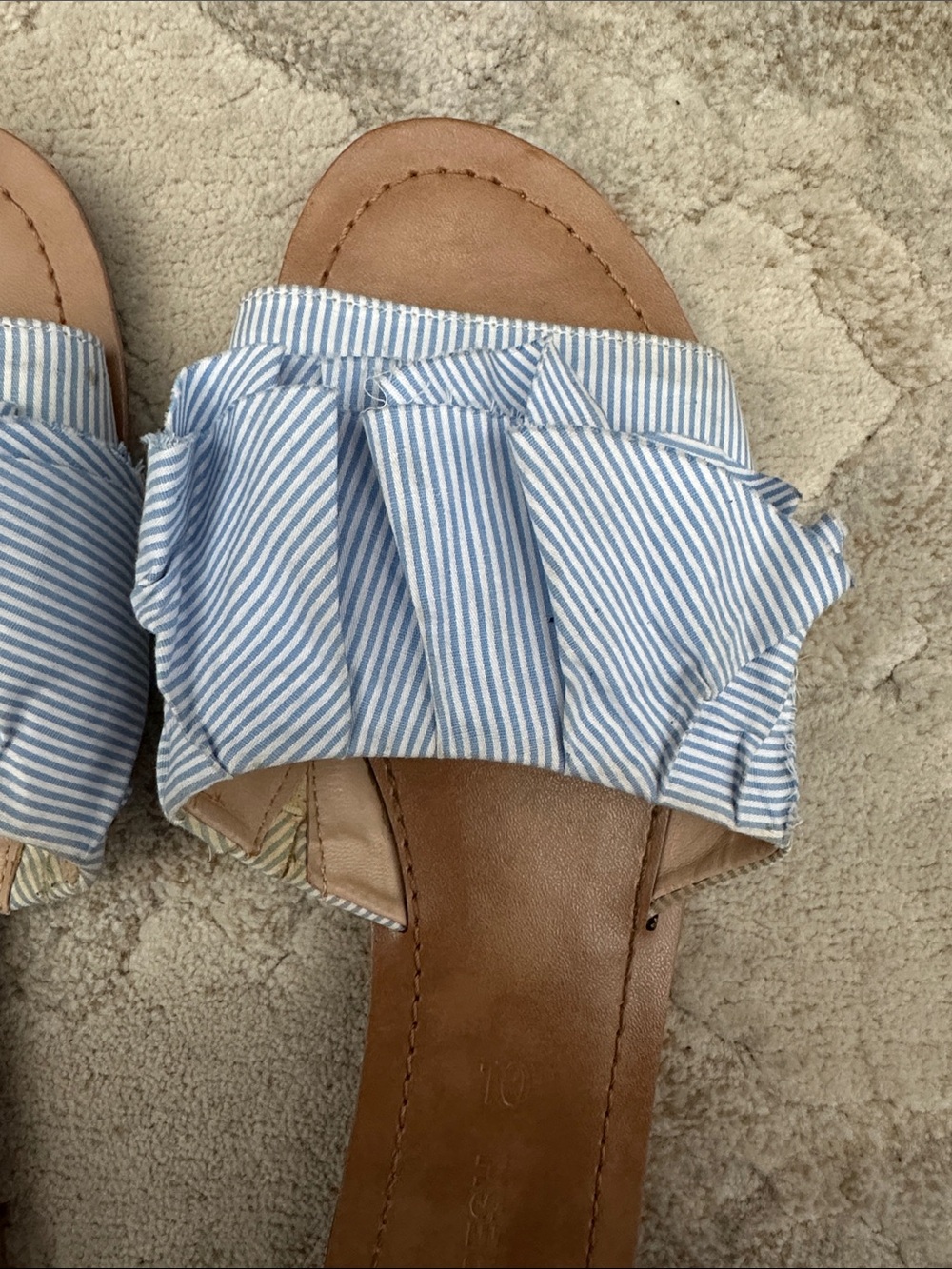 Joe Fresh Blue Striped Ruffle Slide Sandals - Picture 9 of 11